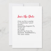 Invitation Enregistrer la date de la fête de baseball (Dos)