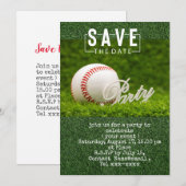 Invitation Enregistrer la date de la fête de baseball (Devant / Derrière)