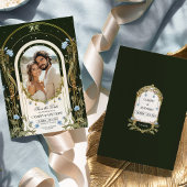 Invitation Enregistrer la date de la photo florale bleue uniq