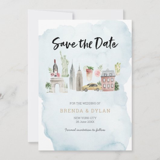 Invitation Enregistrer la date de l'invitation de New York Ci (Devant)
