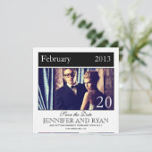 Invitation Enregistrer la date de mariage classique en noir a (Debout devant)