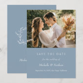 Invitation Enregistrer la date de mariage photo monogramme bl (Devant / Derrière)