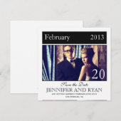 Invitation Enregistrer la date de photo noir classique (Devant / Derrière)