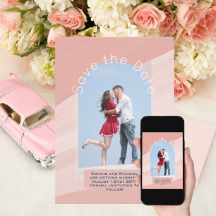 Invitation Enregistrer la date de tendance Photo Blancs ros