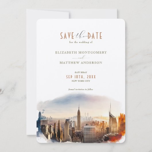 Invitation Enregistrer La Date Destination New York City (Devant)