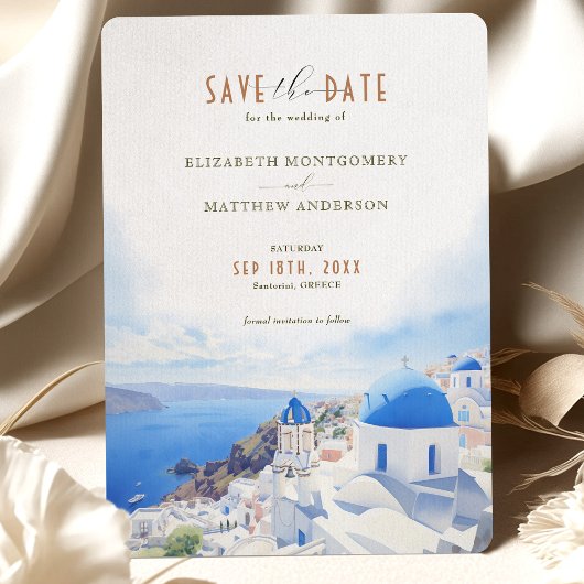 Invitation Enregistrer La Date Destination Santorin Grèce