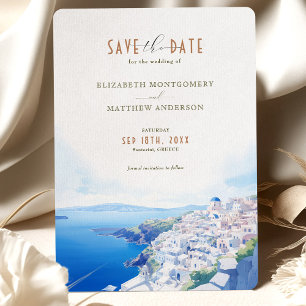 Invitation Enregistrer La Date Destination Santorin Grèce