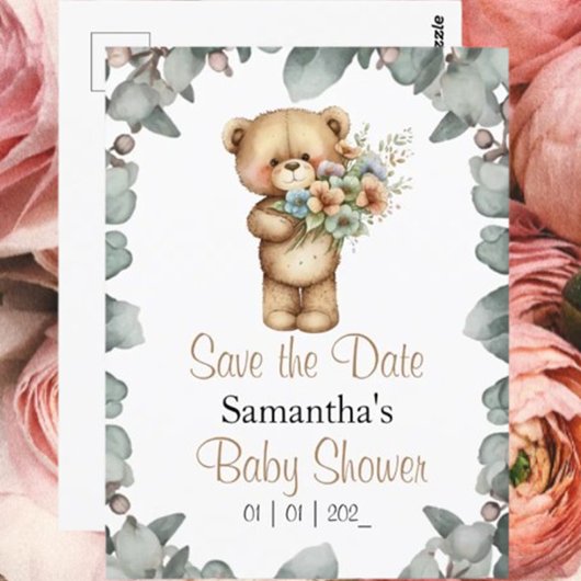 Invitation Enregistrer la date d'un Baby shower mou de béary