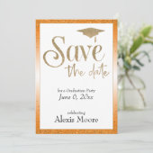 Invitation Enregistrer la date d'une fête de graduation Gold (Debout devant)