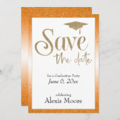 Invitation Enregistrer la date d'une fête de graduation Gold (Devant / Derrière)