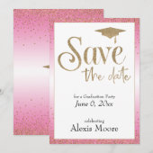 Invitation Enregistrer la date d'une fête de graduation Gold  (Devant / Derrière)