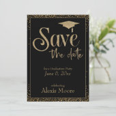 Invitation Enregistrer la date d'une fête de graduation Gold (Debout devant)