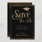 Invitation Enregistrer la date d'une fête de graduation Gold (Devant / Derrière)