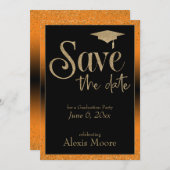 Invitation Enregistrer la date d'une fête de graduation Gold  (Devant / Derrière)