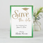 Invitation Enregistrer la date d'une fête de graduation Gold  (Debout devant)