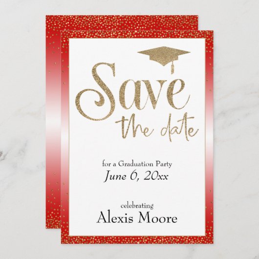 Invitation Enregistrer la date d'une fête d'obtention du dipl (Devant / Derrière)