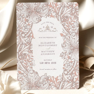 Invitation Enregistrer la date Dusty Rose Golden Lily Morris