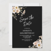 Invitation Enregistrer la date Elegant Floral 50e Anniversair (Devant)