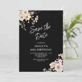 Invitation Enregistrer la date Elegant Floral 50e Anniversair (Debout devant)