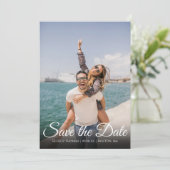 Invitation Enregistrer la date Elegant Script Photo Simple (Debout devant)