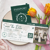 Invitation Enregistrer La Date Embarquement Pass Emerald Gree