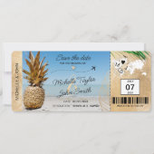 Invitation Enregistrer la date Embarquement Pass World Map An (Devant)