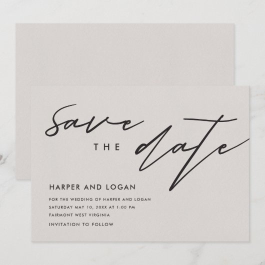 Invitation Enregistrer la date en ligne simple (Devant / Derrière)