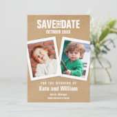 Invitation Enregistrer la date Enfance Photos Boho Rustic (Debout devant)