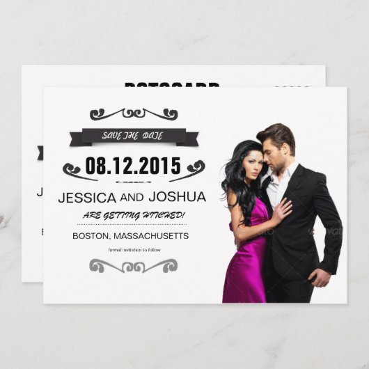 INVITATION ENREGISTRER LA DATE, ENREGISTRER LA DATE ANNONCE L (Devant / Derrière)