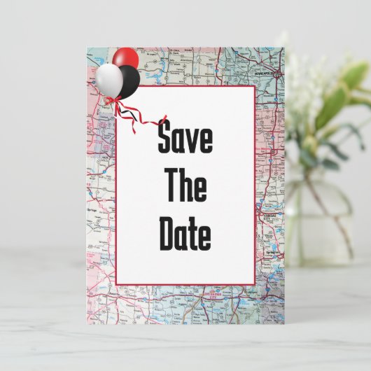 Invitation Enregistrer la date fête d'anniversaire (Debout devant)