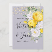 Invitation enregistrer la date Feux rustiques Jaune Floral (Devant)