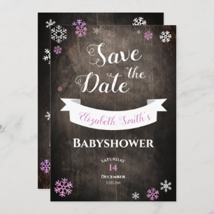Invitation Enregistrer la date Flacon de neige rustique babys