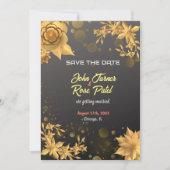 Invitation Enregistrer la date Fleur dorée fond no (Devant)