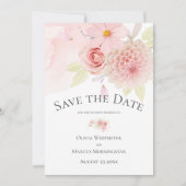 Invitation Enregistrer la date Floral Pale Blush rose (Devant)
