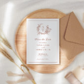 Invitation Enregistrer La Date Formelle Crest Terracotta Card