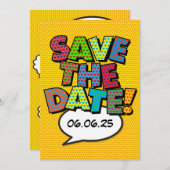 Invitation Enregistrer la date Fun Retro Comic Book Pop Art (Devant / Derrière)