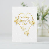 Invitation Enregistrer La Date Gold Coloured Heart Butterflie (Debout devant)
