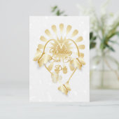 Invitation Enregistrer La Date Gold Floral Heart Butterflies (Debout devant)