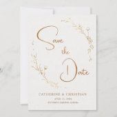 Invitation Enregistrer la date Golden Outline Flower (Devant)