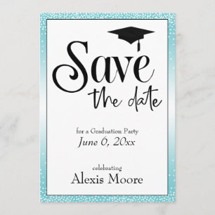 Invitation Enregistrer la Date Graduation Party, Turquoise