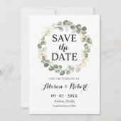 Invitation Enregistrer La Date - Green Eucalyptus Foliage Wre (Devant)