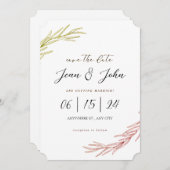 Invitation Enregistrer la date Jolie feuille Mariage (Devant / Derrière)