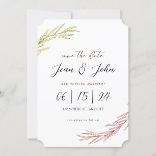 Invitation Enregistrer la date Jolie feuille Mariage