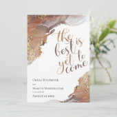 Invitation Enregistrer la date Marbled Encre or et bronze (Debout devant)