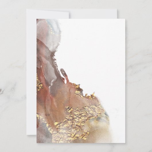 Invitation Enregistrer la date Marbled Encre or et bronze (Dos)