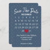 Invitation Enregistrer la date Mariage Calendrier Star Snowfl (Devant / Derrière)