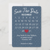 Invitation Enregistrer la date Mariage Calendrier Star Snowfl (Devant)
