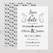 Invitation Enregistrer la date Mariage de Pâques noir et blan (Devant / Derrière)