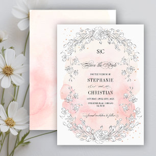 Invitation Enregistrer la date.Mariage floral croisé
