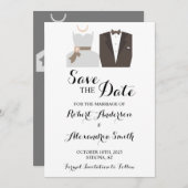 Invitation Enregistrer la date Mariage mariée et mariée (Devant / Derrière)
